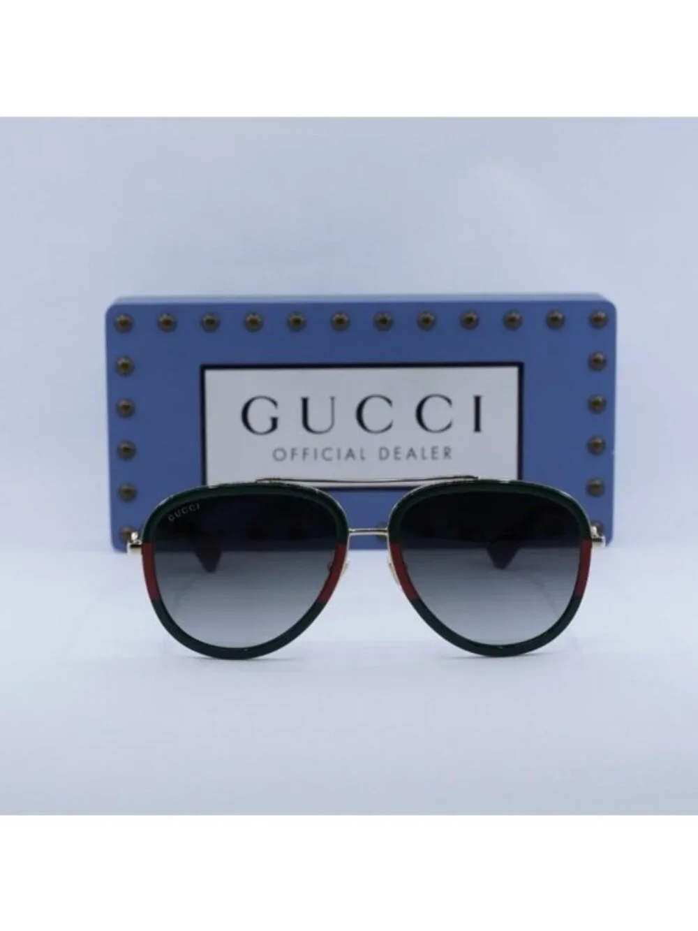 Gucci GG0062S 003 Aviator Sunglasses - Gold / Green